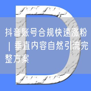 抖音账号运营策略：垂直内容自然引流快速涨粉