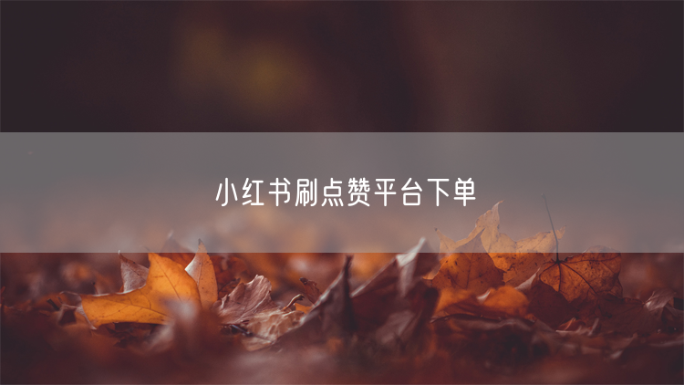 小红书刷点赞平台下单