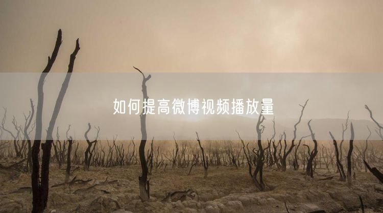 如何提高微博视频播放量